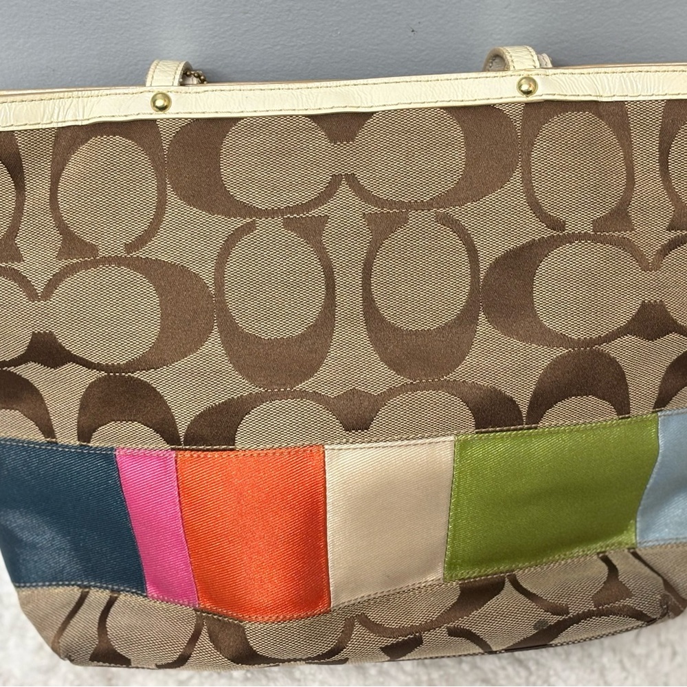 Coach Signature Multicolor Canvas Tote Bag